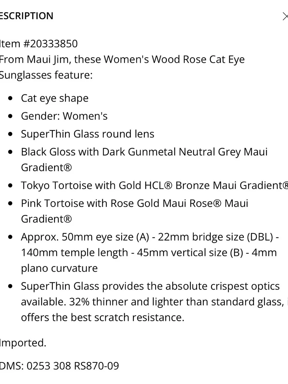 Maui Jim Women's Wood Rose Cat Eye